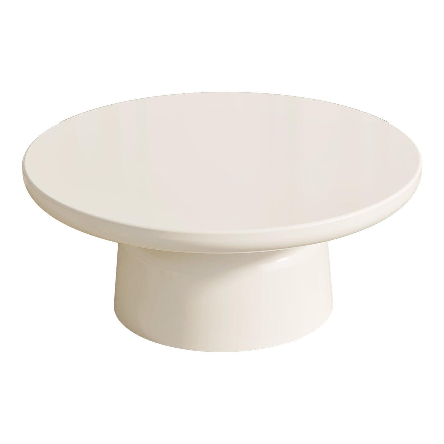 Guyii Round Coffee Table, Creamy White Modern Tea Table for Living Room, Bedroom, | L1807-UK