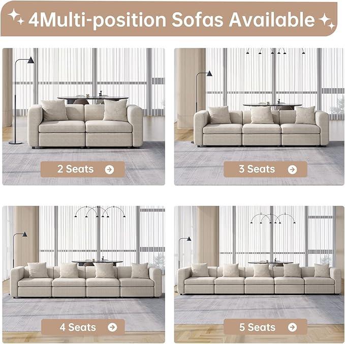 Guyii Velvet Sectional Sofa, Modern Oversized 2-5 Seat Sofa with Pillow (No Ottoman)