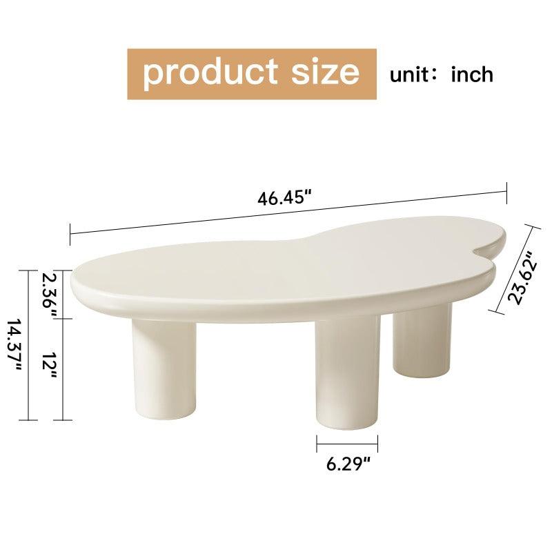 Guyii 42.24" Cream White Cloud Coffee Table, Irregular Modern Table with 3 Legs