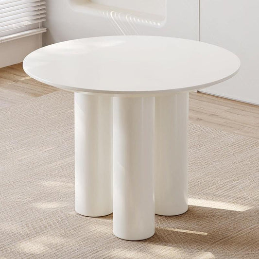 Guyii 30"-46" Cream White Round Dining Table, Modern White Kitchen Table for 4-6 People