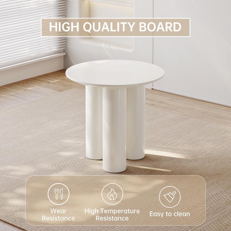 Guyii 30"-46" Cream White Round Dining Table, Modern White Kitchen Table for 4-6 People