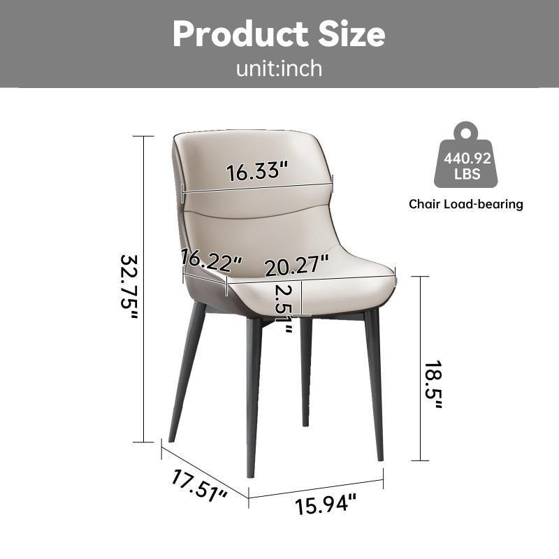 Guyii 2-Pack Ergonomic Dining Chairs, Modern PU Leather Upholstered Metel Legs | GY4101-UK