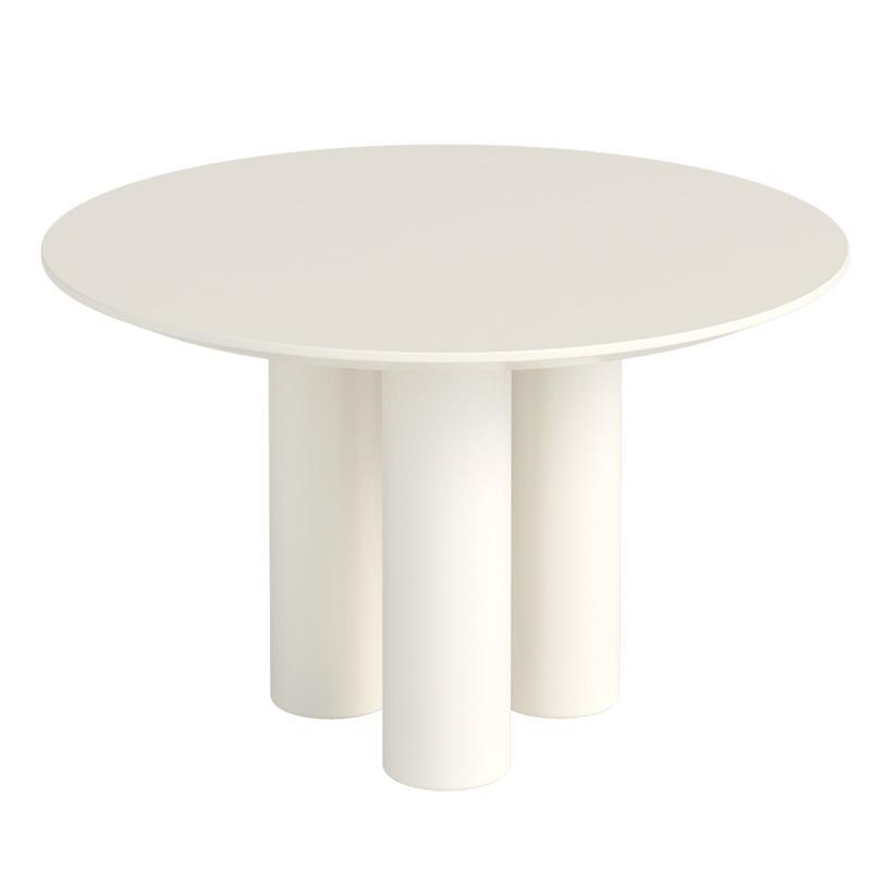 Guyii 30"-46" Cream White Round Dining Table, Modern White Kitchen Table for 4-6 People