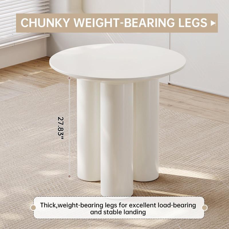 Guyii 30"-46" Cream White Round Dining Table, Modern White Kitchen Table for 4-6 People