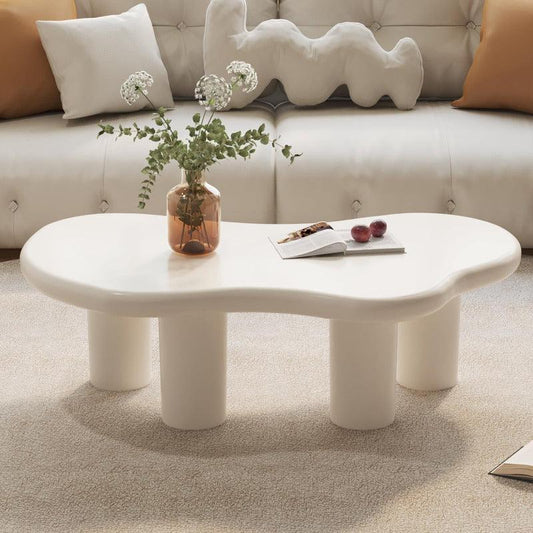 Guyii 47.24" Cloud Coffee Table, White Modern Center Table for Living Room