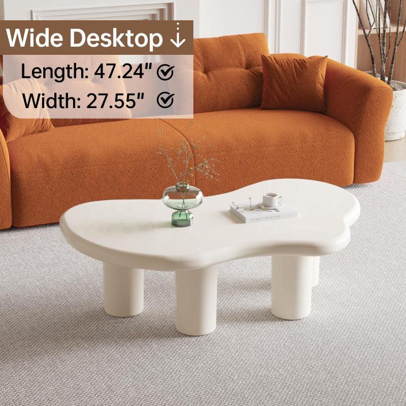 Guyii 47.24" Cloud Coffee Table, White Modern Center Table for Living Room