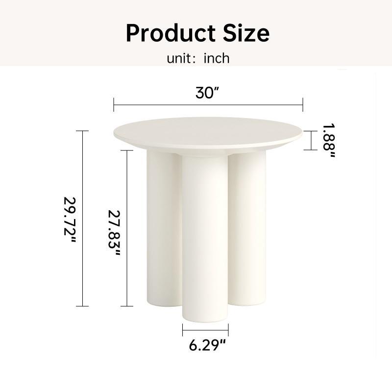 Guyii 30"-46" Cream White Round Dining Table, Modern White Kitchen Table for 4-6 People