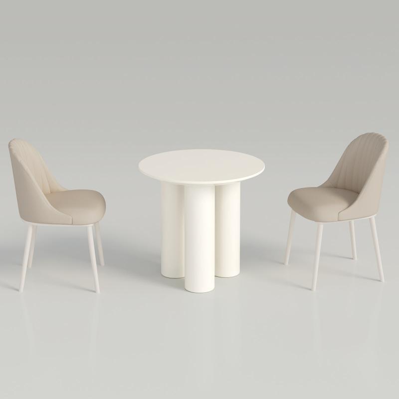 Guyii 30"-46" Cream White Round Dining Table, Modern White Kitchen Table for 4-6 People