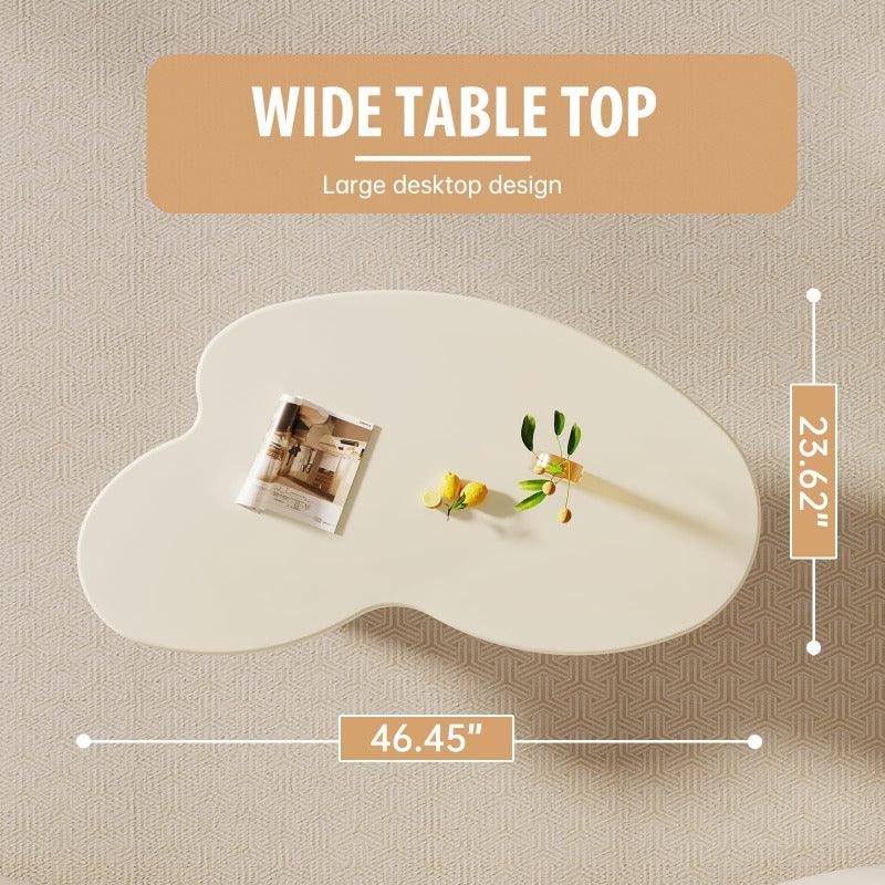 Guyii 42.24" Cream White Cloud Coffee Table, Irregular Modern Table with 3 Legs