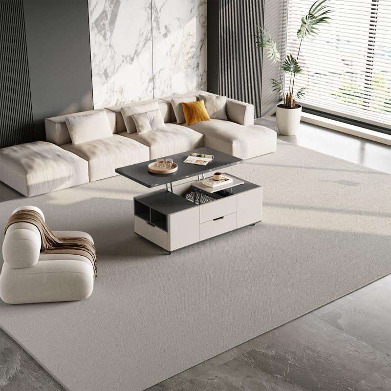 Guyii 47.24” Lift Top Coffee Table with 4 Stools, 3-in-1 Multi-Function Modern Center Table