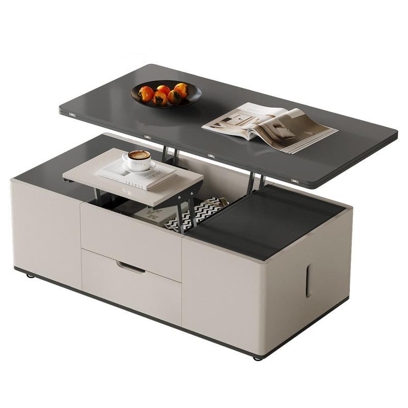 Guyii 47.24” Lift Top Coffee Table with 4 Stools, 3-in-1 Multi-Function Modern Center Table