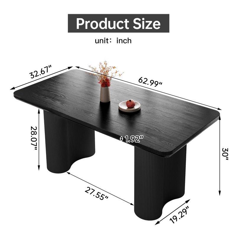 Guyii 63"-79" Black Rectangle Dining Table, Modern Kitchen Table for Dining Room