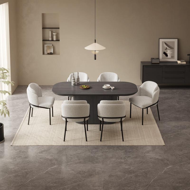 Guyii 63"-86" Black Oval Dining Table, Modern Kitchen Table for Dining Room