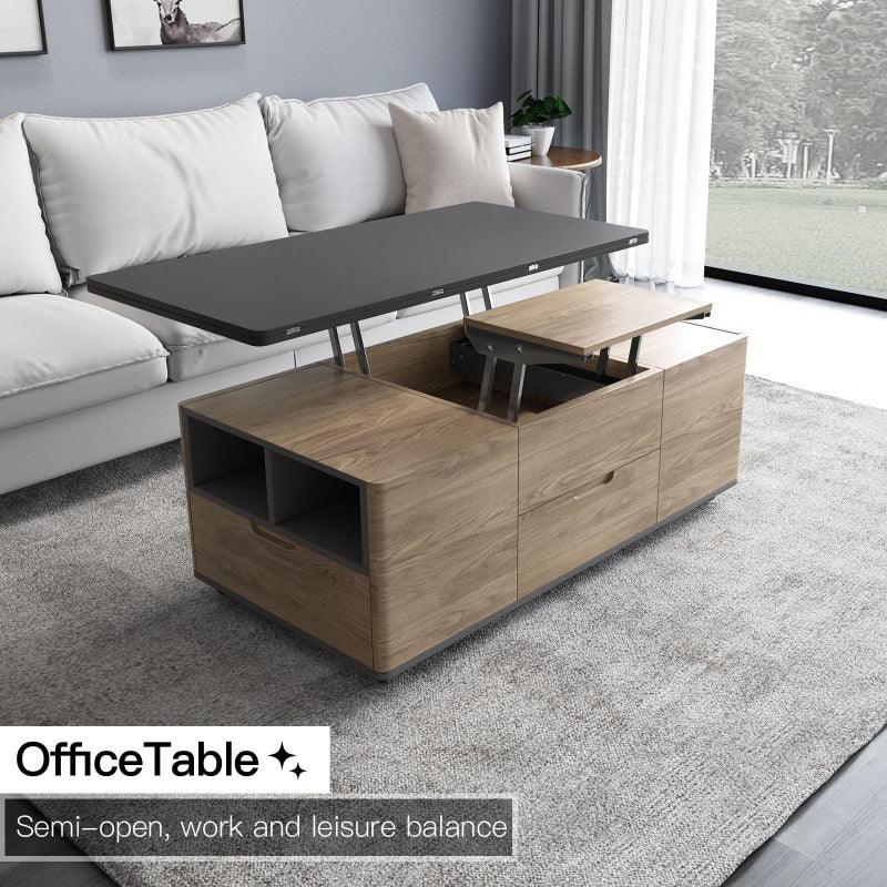 Guyii 47“ Multifunctional Lift-Top Coffee Table with 4 Stools, 3-in-1 Center Table