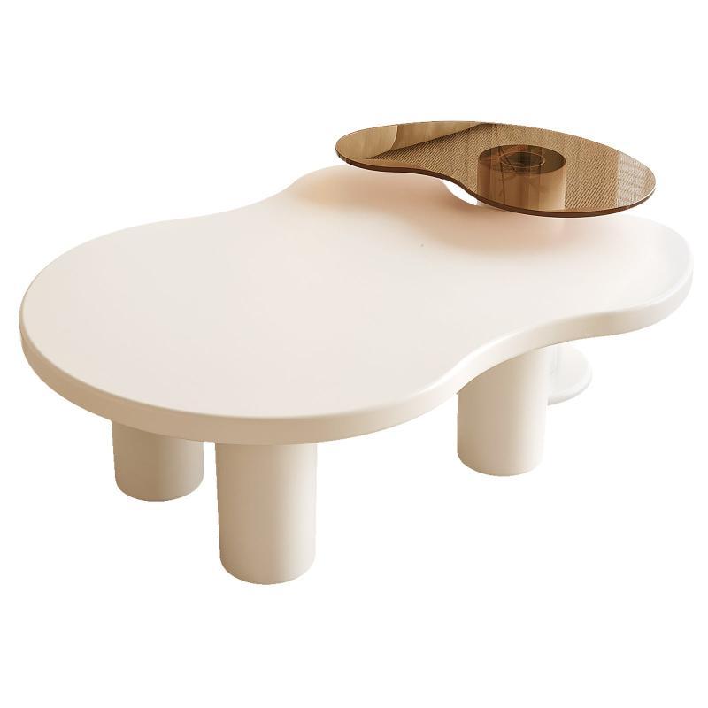 Guyii Nesting Coffee Table Set of 2, Tempered Glass Side Table & Cloud Coffee Table for Living Room
