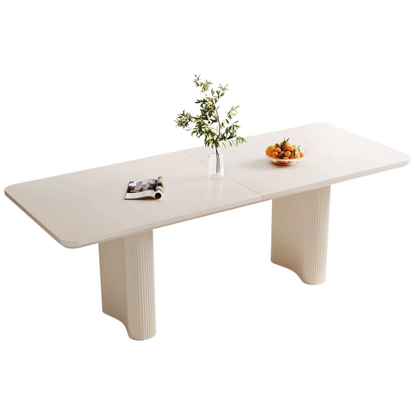 Guyii White Dining Table Set, Modern Rectangular Kitchen Table with 4-8 Chairs