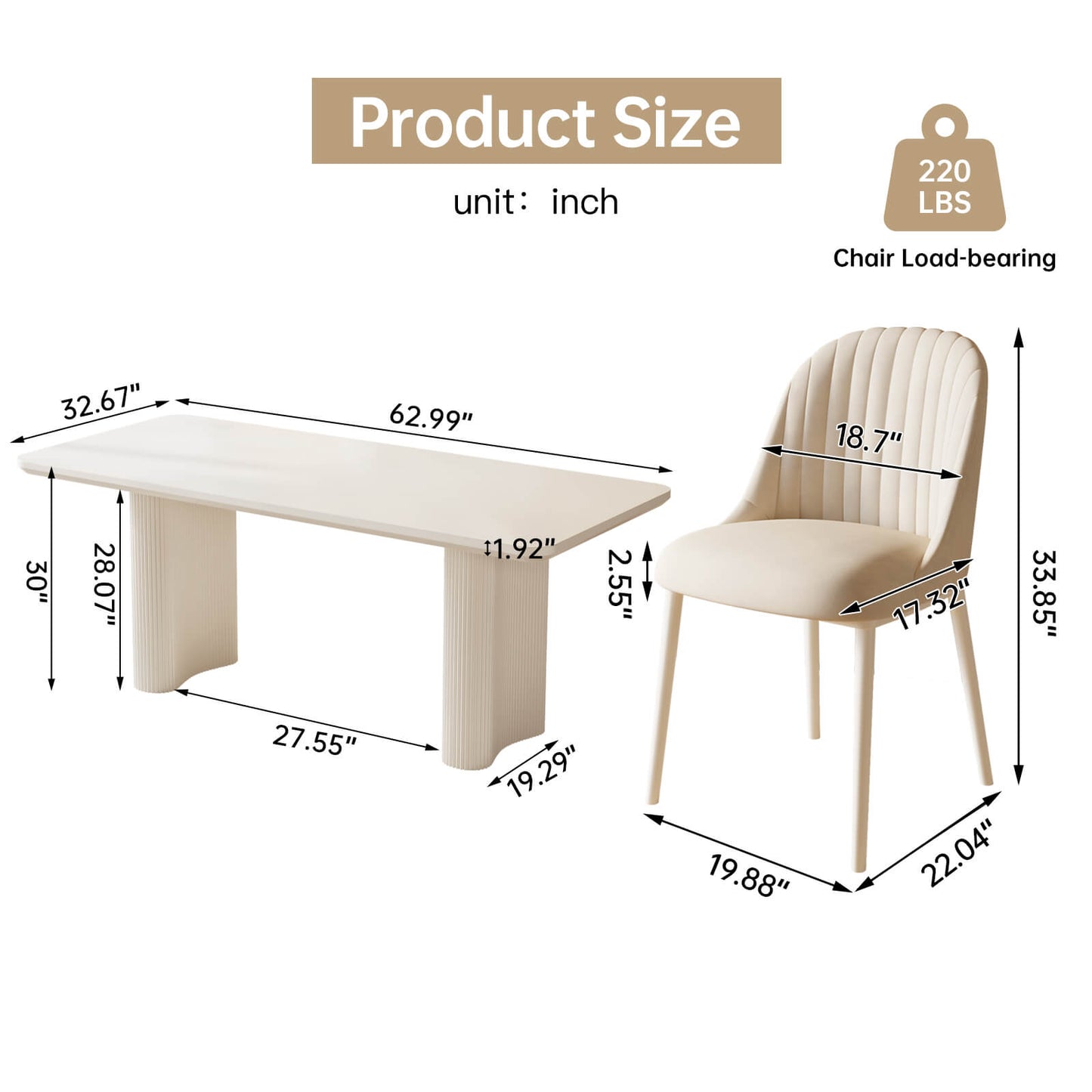 Guyii White Dining Table Set, Modern Rectangular Kitchen Table with 4-8 Chairs