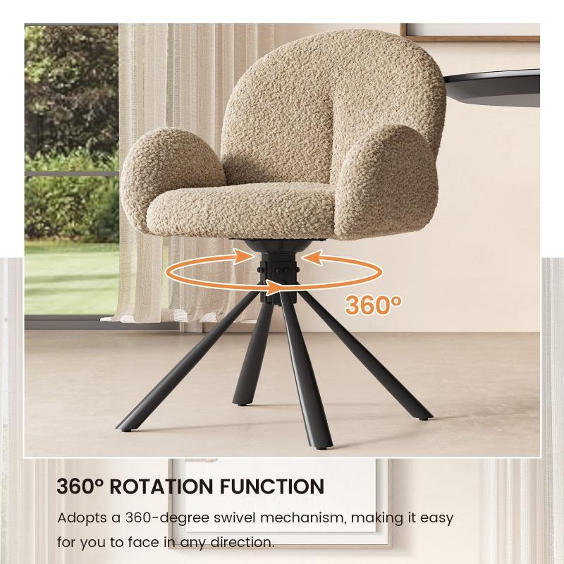 Guyii Modern Dining Chair No Wheels, 360° Swivel Office Desk Chair for Home & Dining Room