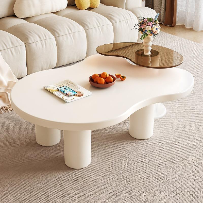 Guyii Nesting Coffee Table Set of 2, Tempered Glass Side Table & Cloud Coffee Table for Living Room