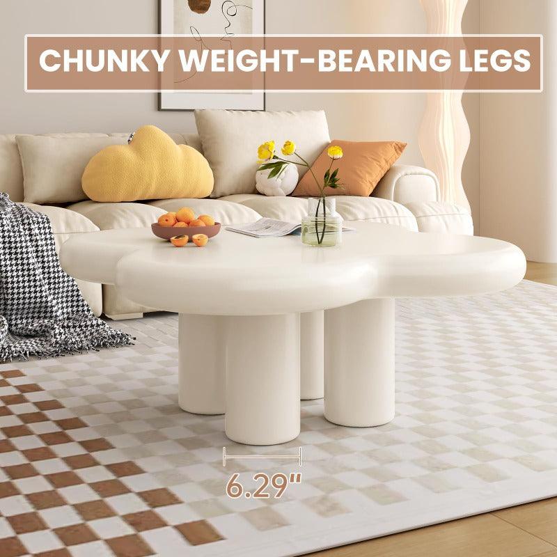 Guyii “Cloverleaf” Cloud Coffee Table, Cream White for Living Rooms, Bedrooms & Small Spaces | C1617-UK