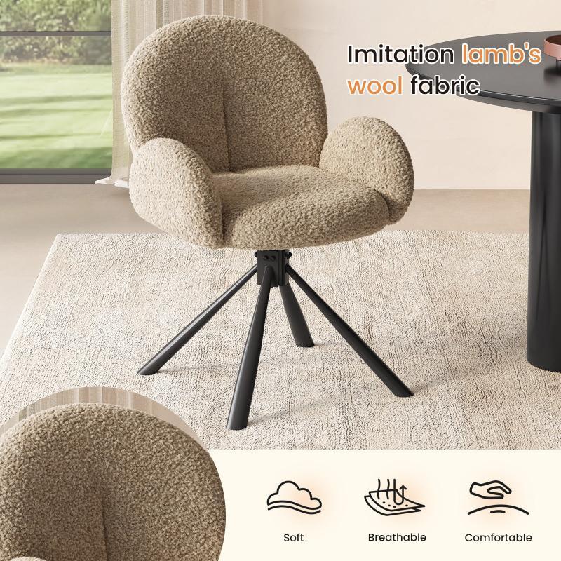 Guyii Modern Dining Chair No Wheels, 360° Swivel Office Desk Chair for Home & Dining Room