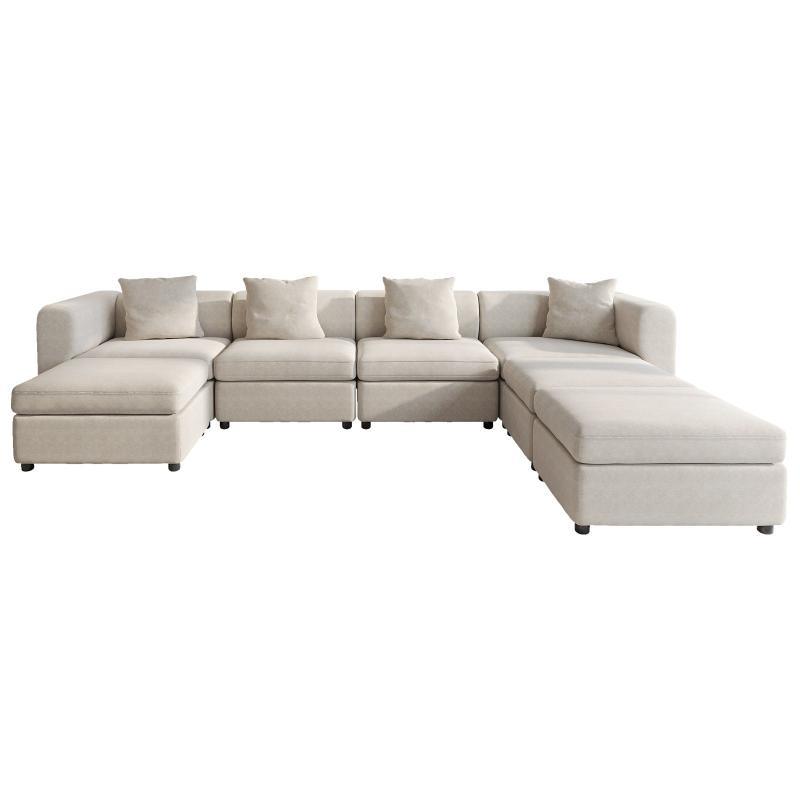 Guyii Velvet Sectional Sofa, Modern Oversized 4-9 Seater with Pillows and Storage Footstool