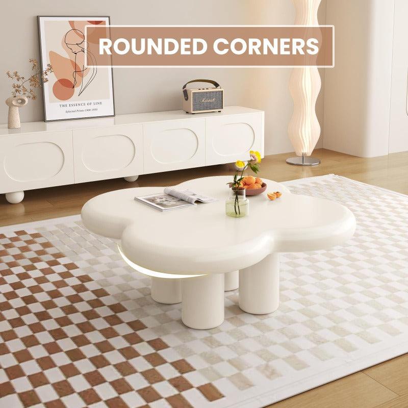 Guyii “Cloverleaf” Cloud Coffee Table, Cream White for Living Rooms, Bedrooms & Small Spaces | C1617-UK