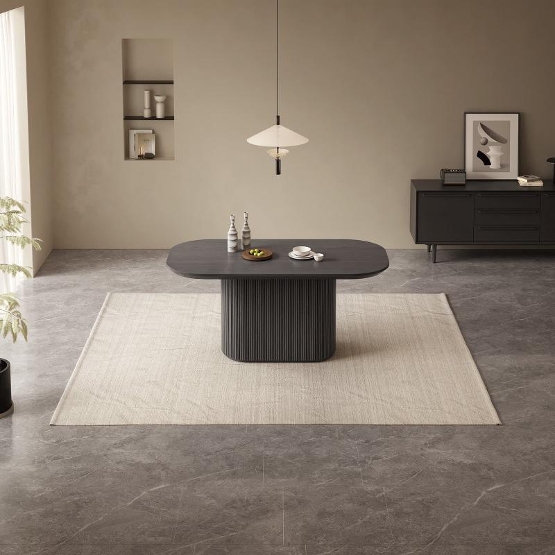 Guyii 63"-86" Black Oval Dining Table, Modern Kitchen Table for Dining Room