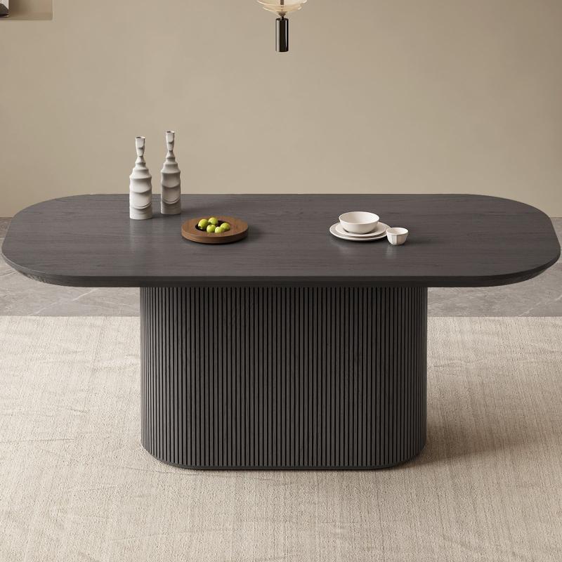 Guyii 63"-86" Black Oval Dining Table, Modern Kitchen Table for Dining Room