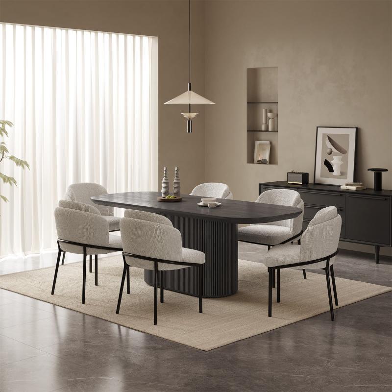 Guyii 63"-87" Black Oval Dining Table Set, Modern Kitchen Table with 4-8 Chairs