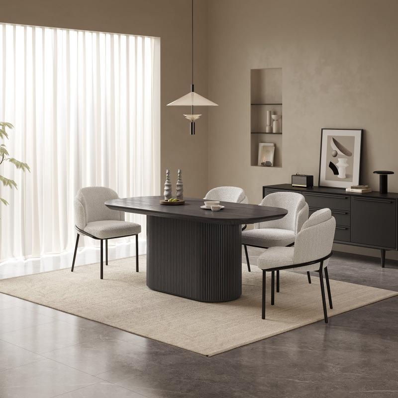 Guyii 63"-87" Black Oval Dining Table Set, Modern Kitchen Table with 4-8 Chairs
