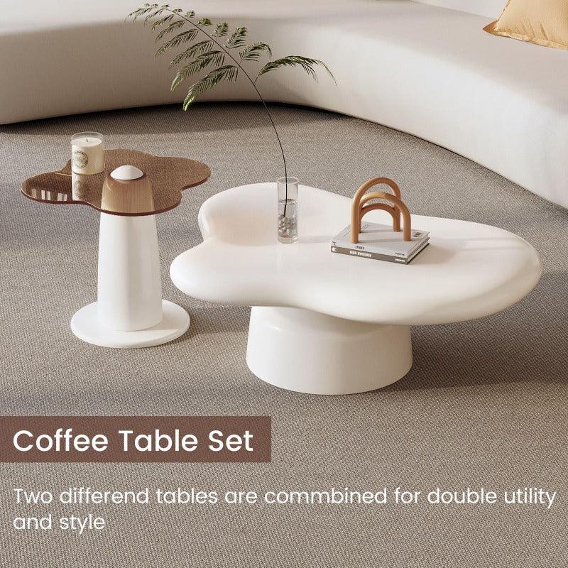 Guyii Cloud Coffee Table Set of 2, Small Irregular Side Tables and Center Table-C1531DE