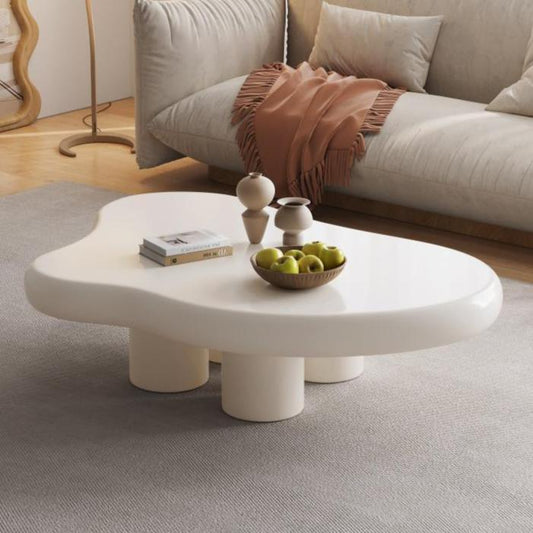 Guyii 35“-46” Cloud Coffee Table 4 Legs, Cute Coffee Table, Upgraded White Modern Tea Table