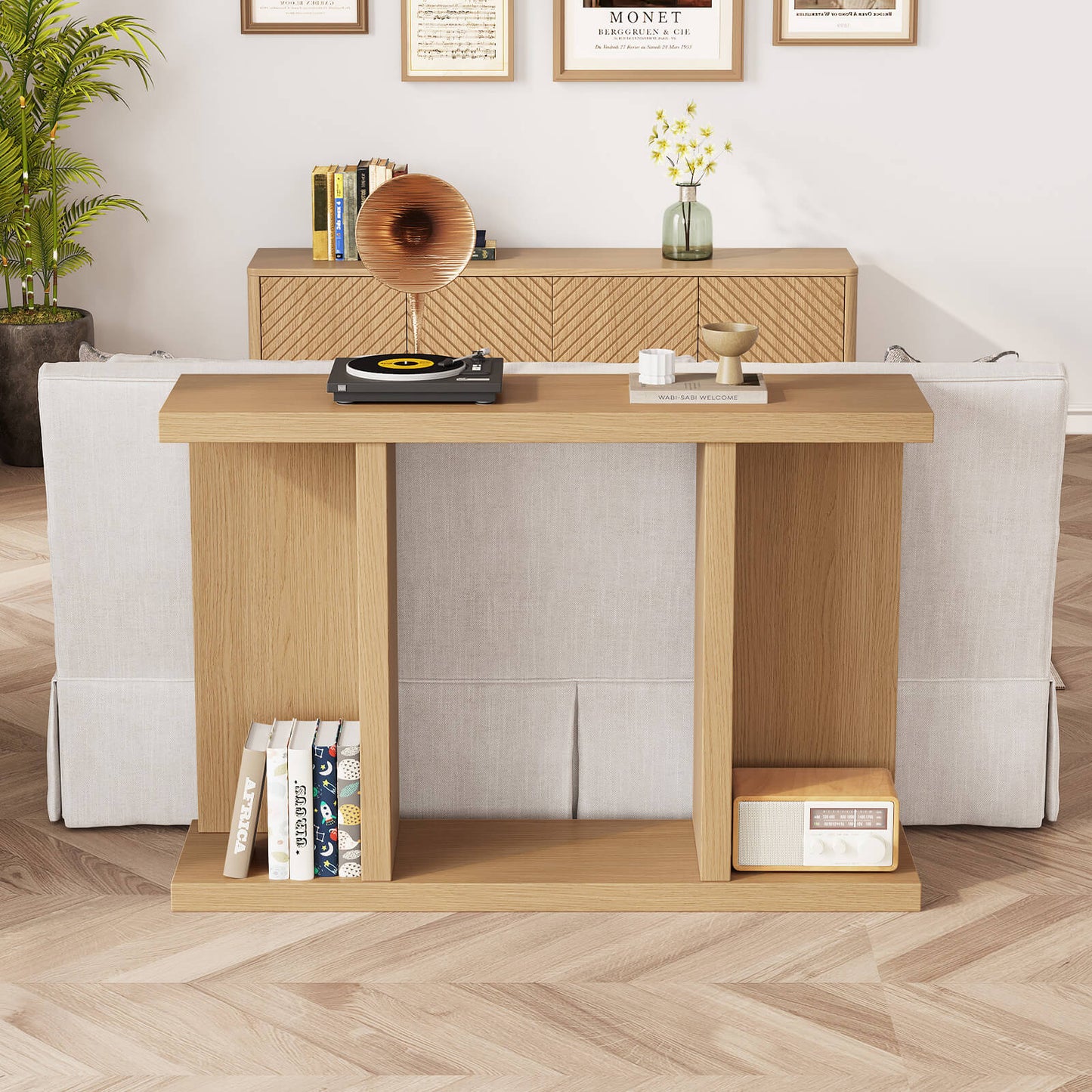 Guyii 51.18" Long Console Table, Multi-Functional Sofa Table Behind Couch, Rectangular Entryway Table