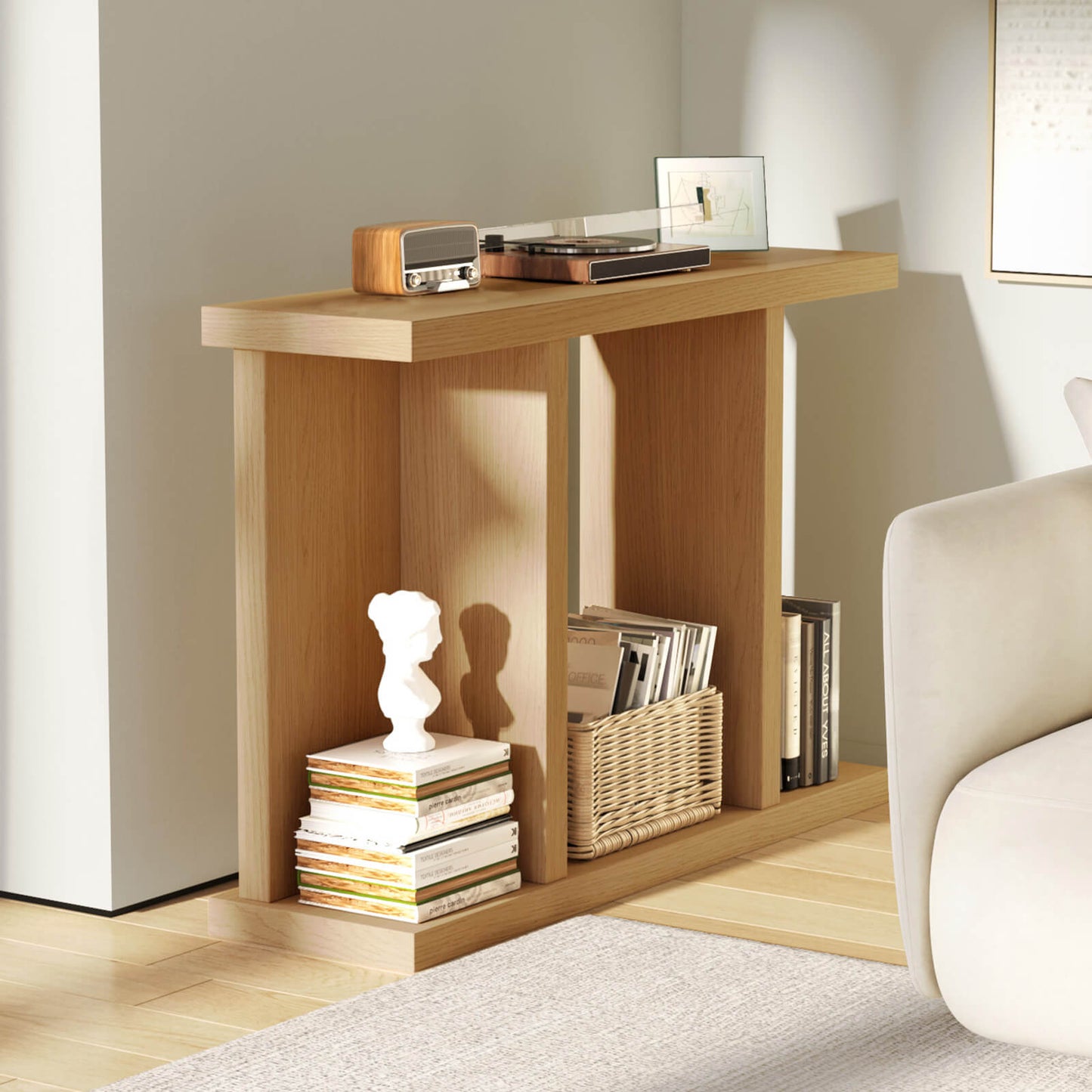 Guyii 51.18" Long Console Table, Multi-Functional Sofa Table Behind Couch, Rectangular Entryway Table