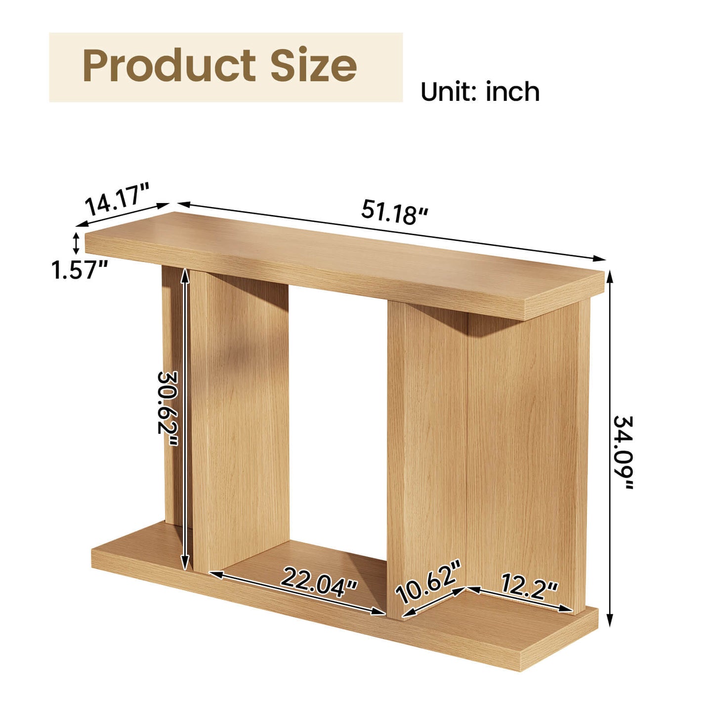 Guyii 51.18" Long Console Table, Multi-Functional Sofa Table Behind Couch, Rectangular Entryway Table
