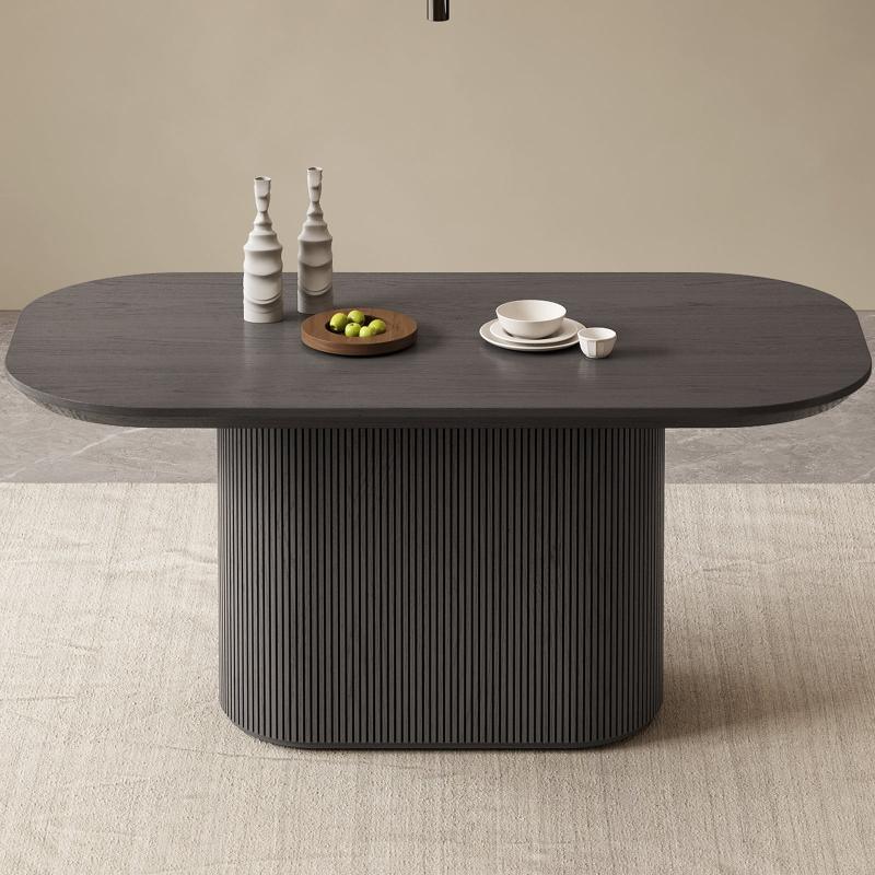 Guyii 63"-86" Black Oval Dining Table, Modern Kitchen Table for Dining Room