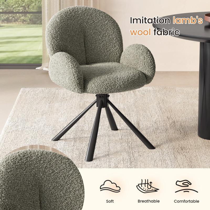 Guyii Modern Dining Chair No Wheels, 360° Swivel Office Desk Chair for Home & Dining Room