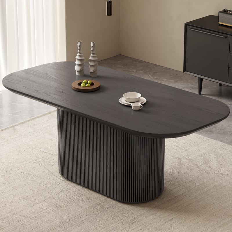 Guyii 63"-86" Black Oval Dining Table, Modern Kitchen Table for Dining Room