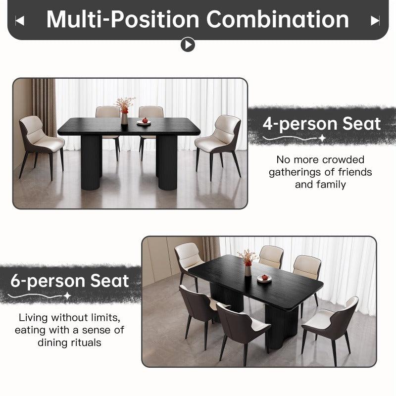 Guyii 63"-79" Black Rectangle Dining Table, Modern Kitchen Table for Dining Room