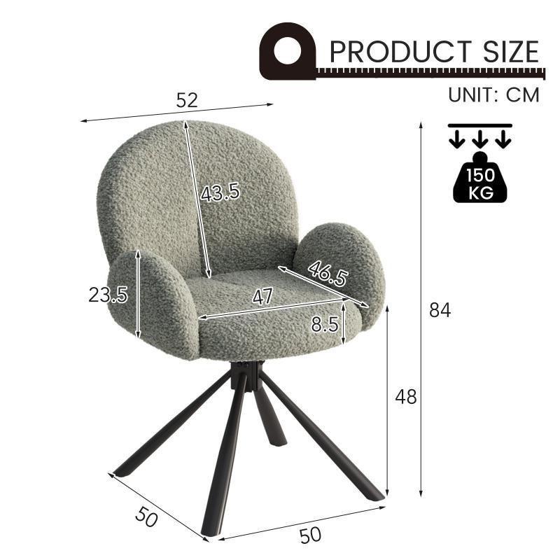 Guyii Modern Dining Chair No Wheels, 360° Swivel Office Desk Chair for Home & Dining Room