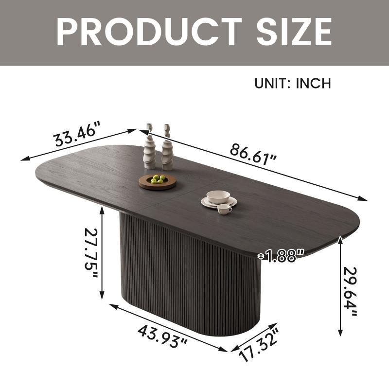 Guyii 63"-86" Black Oval Dining Table, Modern Kitchen Table for Dining Room
