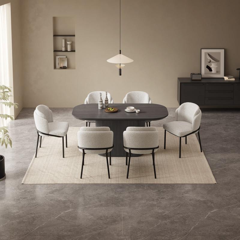 Guyii 63"-86" Black Oval Dining Table, Modern Kitchen Table for Dining Room