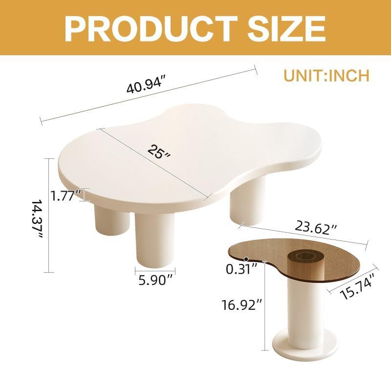 Guyii Nesting Coffee Table Set of 2, Tempered Glass Side Table & Cloud Coffee Table for Living Room