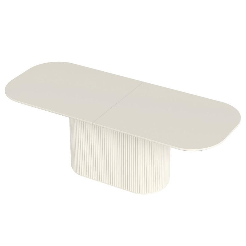 Guyii 63"-87" Cream White Oval Dining Table, Modern Kitchen Table