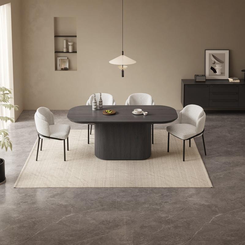 Guyii 63"-86" Black Oval Dining Table, Modern Kitchen Table for Dining Room