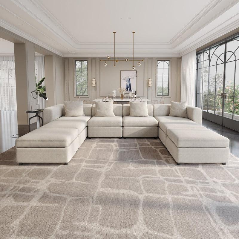 Guyii Velvet Sectional Sofa, Modern Oversized 4-9 Seater with Pillows and Storage Footstool