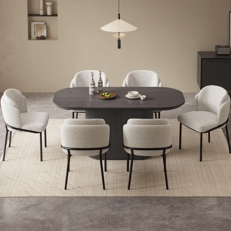 Guyii 63"-86" Black Oval Dining Table, Modern Kitchen Table for Dining Room