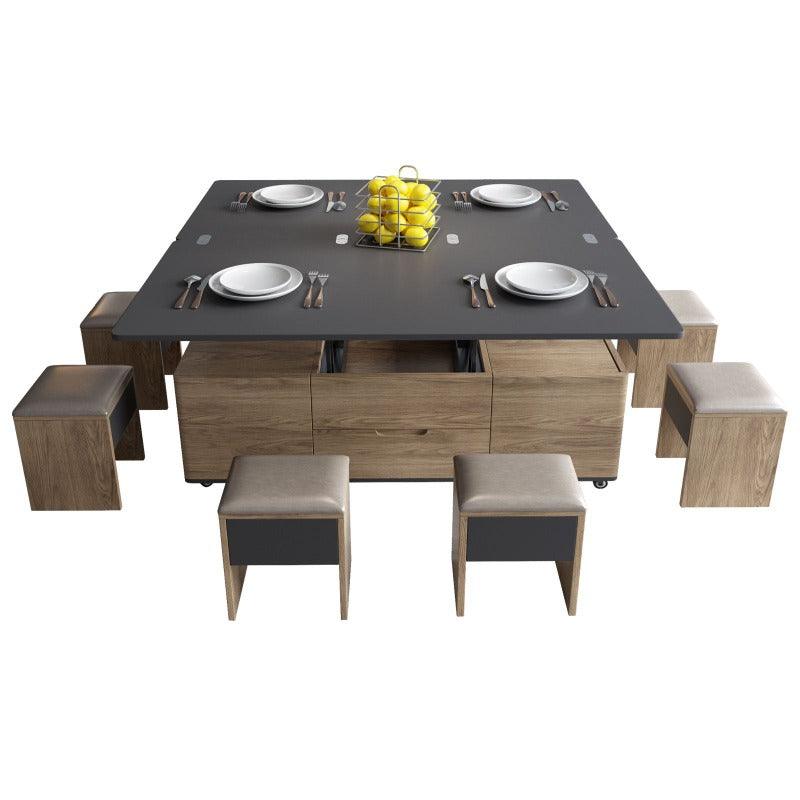 Guyii 47“ Multifunctional Lift-Top Coffee Table with 4 Stools, 3-in-1 Center Table