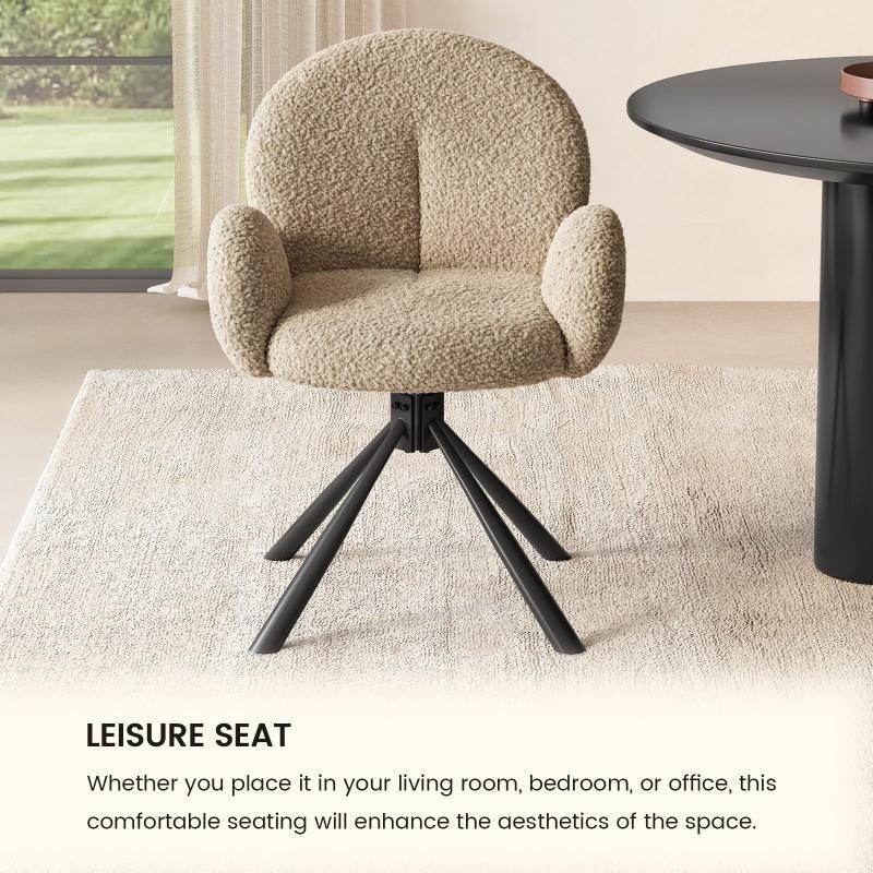 Guyii Modern Dining Chair No Wheels, 360° Swivel Office Desk Chair for Home & Dining Room